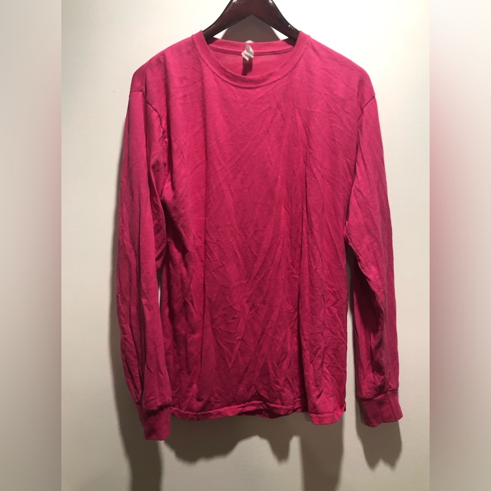 Jerzees Men's Long-Sleeve Crewneck Tee in Hot Pink